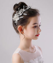 Novelty White Zircon Pearl Leaf A Pair Kids Hairpin