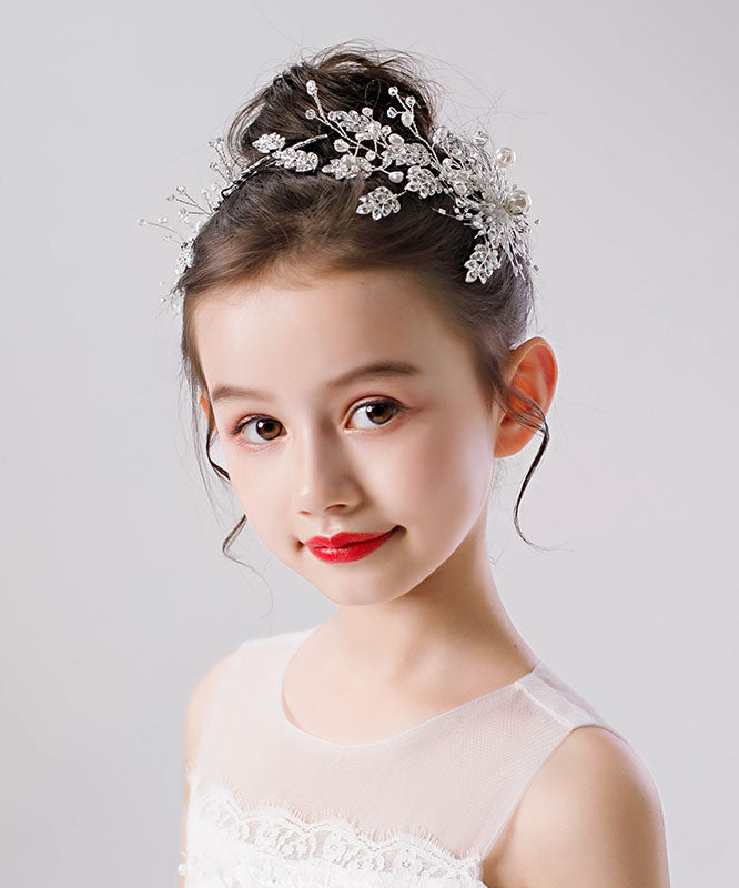 Novelty White Zircon Pearl Leaf A Pair Kids Hairpin