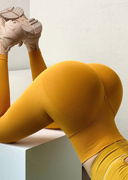 Novelty Yellow Butt Scrunch High Waist Nylon Yoga Pants