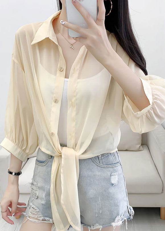 Novelty Yellow Solid Button Cotton Thin Cardigan Summer