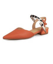 Orange Best Sandals For Walking Buckle Strap Splicing Chunky Pointed Toe