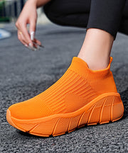 Orange Elastic Fabric Platform Sport Shoes For Women