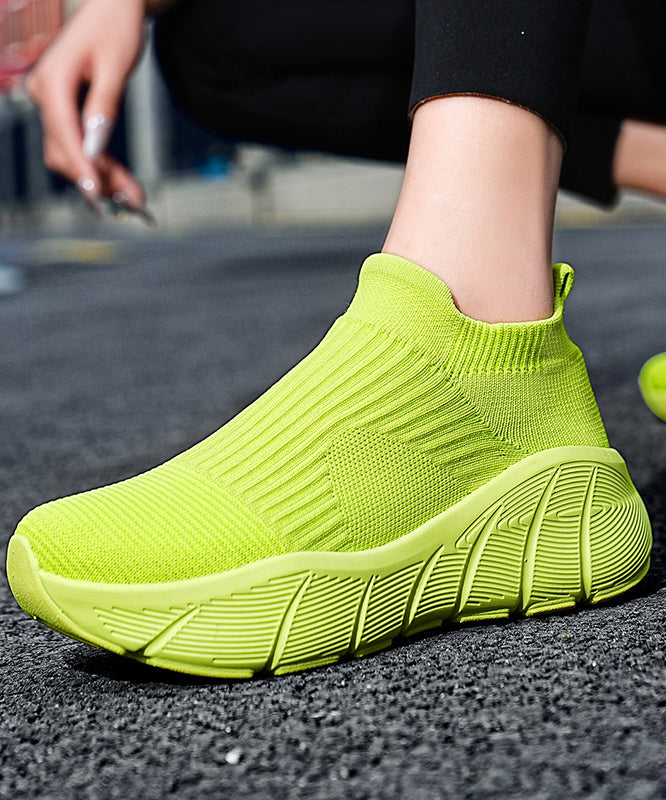 Orange Elastic Fabric Platform Sport Shoes For Women