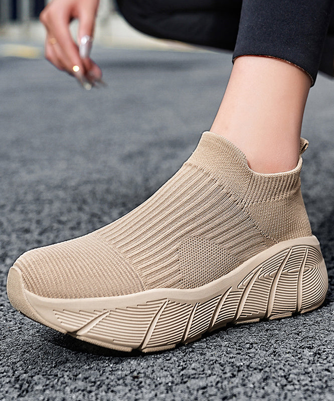 Orange Elastic Fabric Platform Sport Shoes For Women