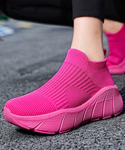 Orange Elastic Fabric Platform Sport Shoes For Women