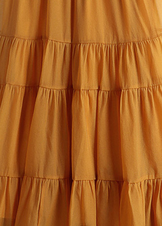 Orange Elastic Waist Tulle A Line Skirts Summer