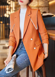 Orange Patchwork Cotton Coats Peter Pan Collar Spring