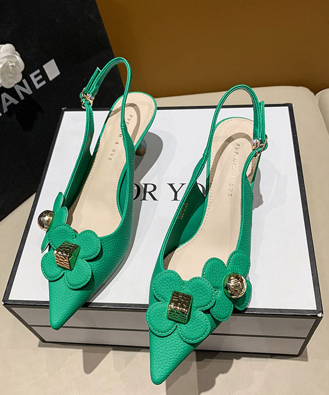 Orange Pointed Toe Floral Sequined Splicing Stiletto Sandals