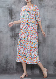 Orange Print Chiffon Long Dress Oversized Summer