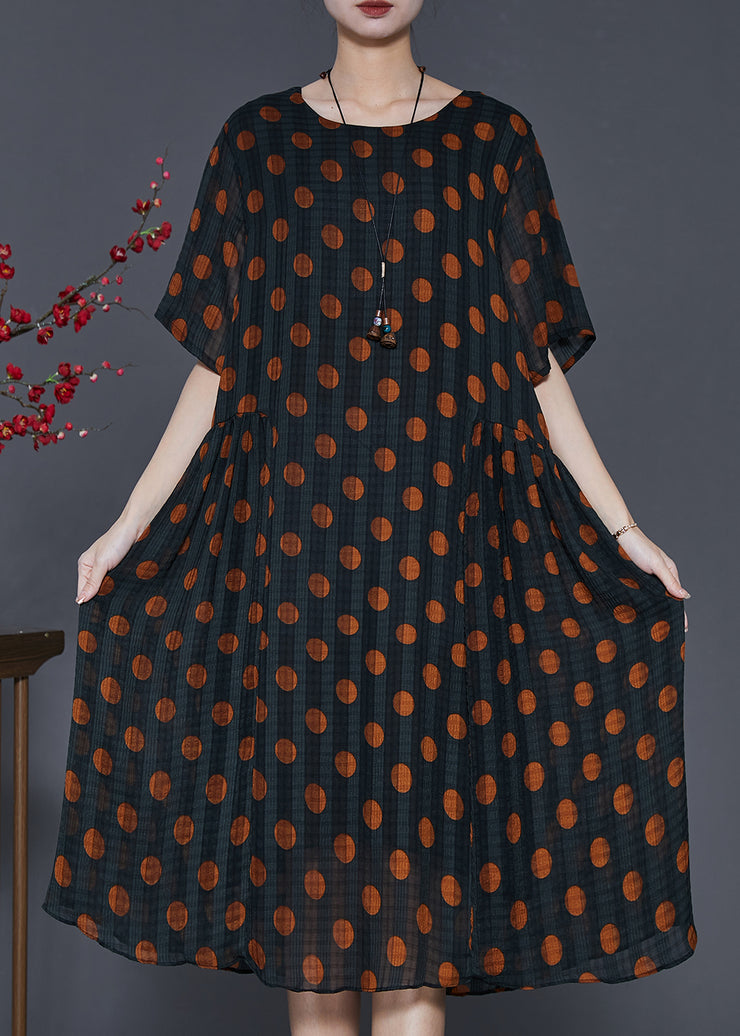 Orange Round Dot Chiffon Maxi Dresses Oversized Summer