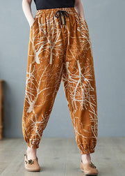 Orange Tie Waist Cozy Crop Pants