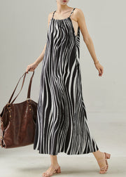 Organic Black Striped Chiffon Spaghetti Strap Dress Summer