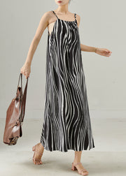 Organic Black Striped Chiffon Spaghetti Strap Dress Summer