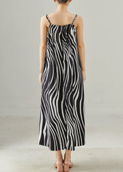 Organic Black Striped Chiffon Spaghetti Strap Dress Summer