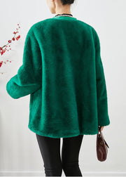 Organic Blackish Green Tasseled Mink Velvet Coat Outwear Winter