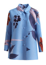 Organic Blue Peter Pan Collar Print Shirt Fall