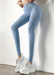 Organic Blue Plaid Butt Scrunch Capri Gym Shark Leggings