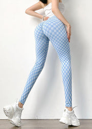 Organic Blue Plaid Butt Scrunch Capri Gym Shark Leggings