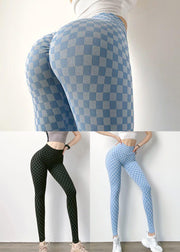 Organic Blue Plaid Butt Scrunch Capri Gym Shark Leggings