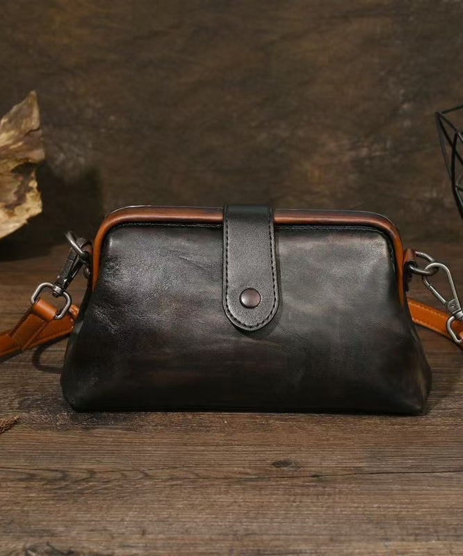 Organic Chocolate Solid Durable Calf Leather Messenger Bag