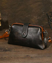 Organic Chocolate Solid Durable Calf Leather Messenger Bag