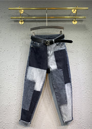 Organic Colorblock Pockets Patchwork Denim Pants Fall