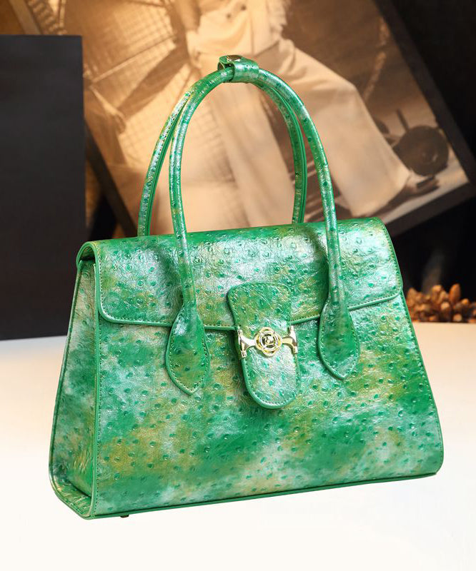 Organic Grass Green Tie Dye Faux Leather Tote Handbag