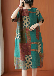 Organic Green Oversized Print Cotton Robe Dresses Summer