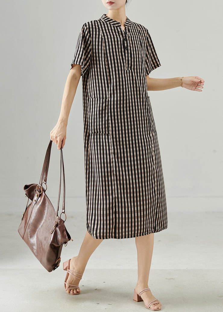 Organic Grey Plaid Cotton Holiday Dress Summer