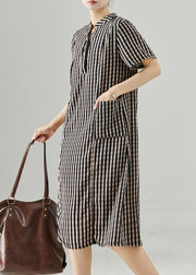 Organic Grey Plaid Cotton Holiday Dress Summer