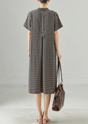 Organic Grey Plaid Cotton Holiday Dress Summer