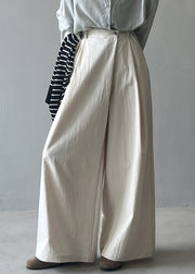 Organic Grey Pockets High Waist Cotton Wide Leg Pants Spring