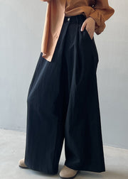 Organic Grey Pockets High Waist Cotton Wide Leg Pants Fall