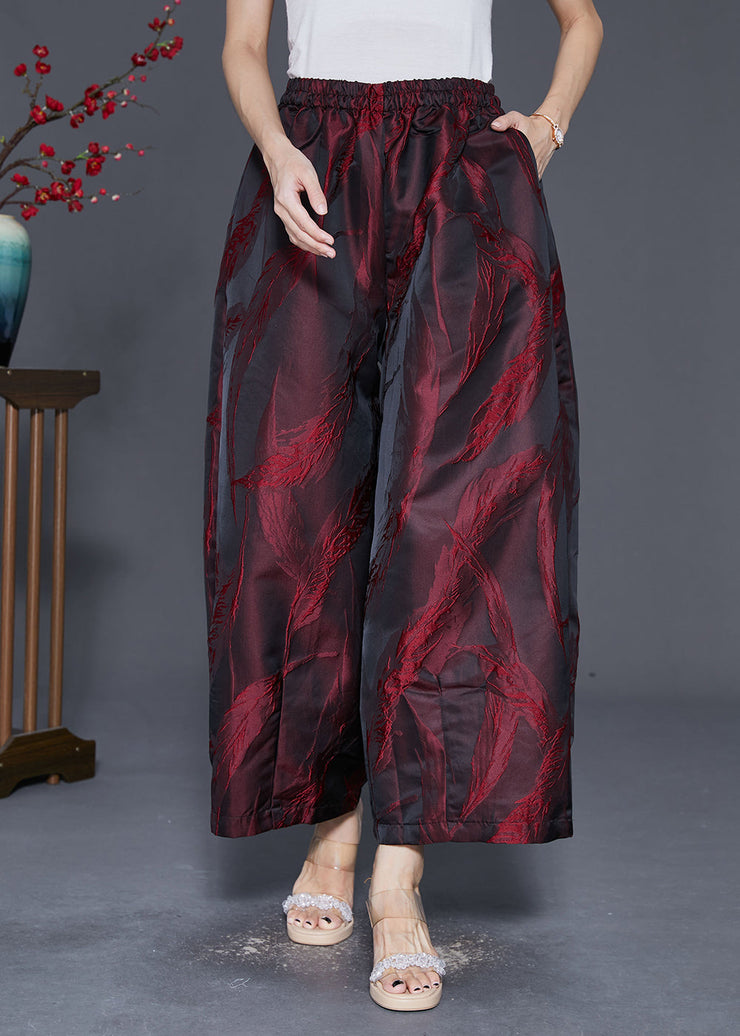 Organic Mulberry Feather Jacquard Pockets Silk Wide Leg Pants Fall