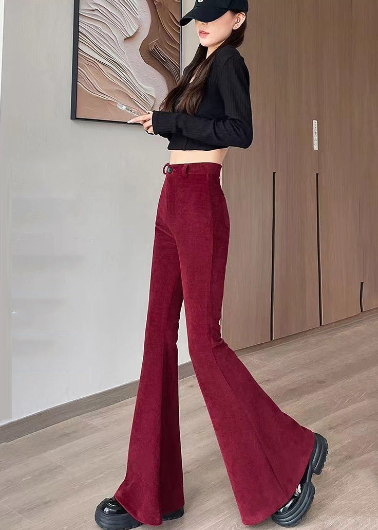 Organic Mulberry High Waist Cotton Flared Trousers Spring