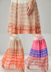 Organic Orange Ruffled Patchwork Tulle Skirts Summer