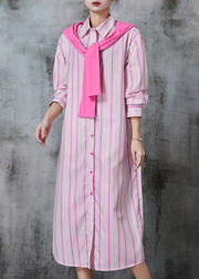 Organic Pink Striped Gift Shawl Cotton Dress Summer