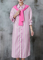 Organic Pink Striped Gift Shawl Cotton Dress Summer