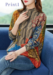 Organic Print Loose Woolen Knitted Sweaters Tops Spring