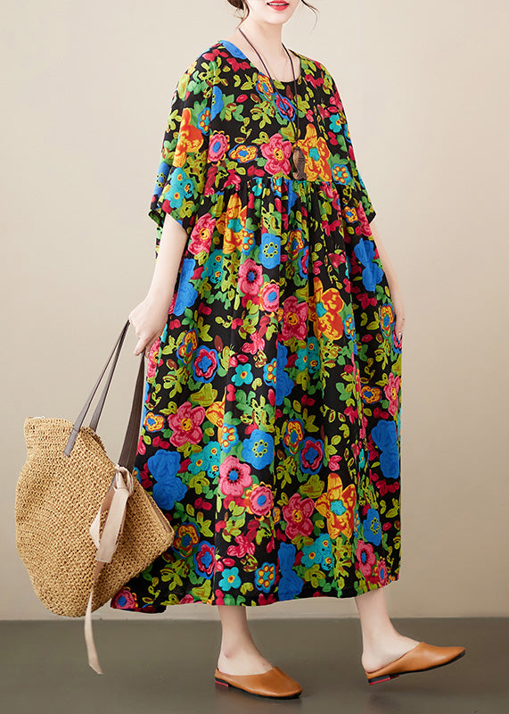 Organic Print Patchwork Cozy Long Dresses Summer