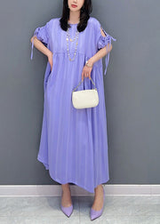 Organic Purple O-Neck Patchwork Party Maxi Dress Summer