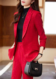 Organic Red Notched Jacquard Cotton Coats Spring