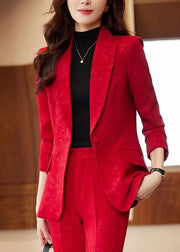 Organic Red Notched Jacquard Cotton Coats Spring