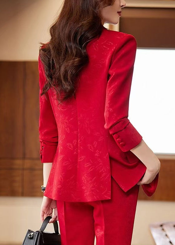 Organic Red Notched Jacquard Cotton Coats Spring