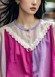 Organic Rose Oversized Patchwork Lace Cotton Shirts Summer