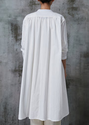 Organic White Oversized Cotton Vacation Shirt Dresses Spring