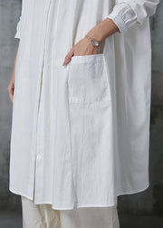 Organic White Oversized Cotton Vacation Shirt Dresses Spring