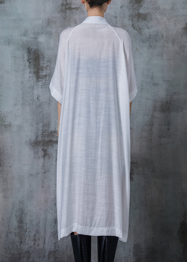 Organic White Oversized Pockets Linen Dress Summer