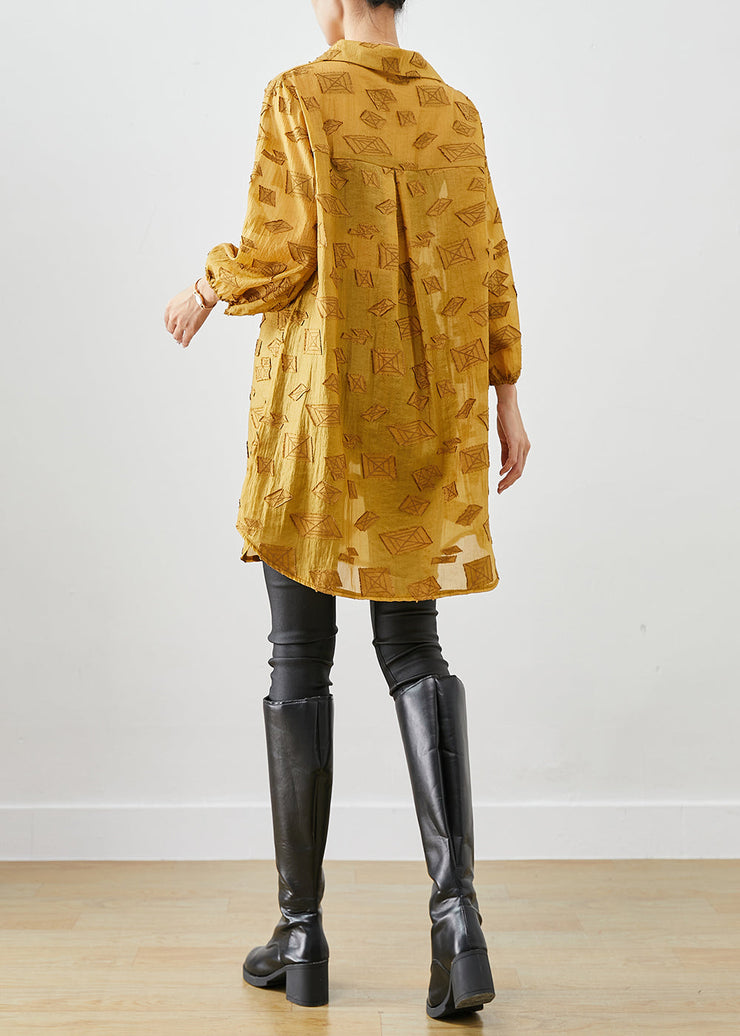 Organic Yellow Oversized Spandex Shirt Top Fall