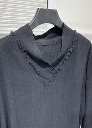 Original Asymmetrical Loose Linen T Shirt For Men's Bat Sleeves